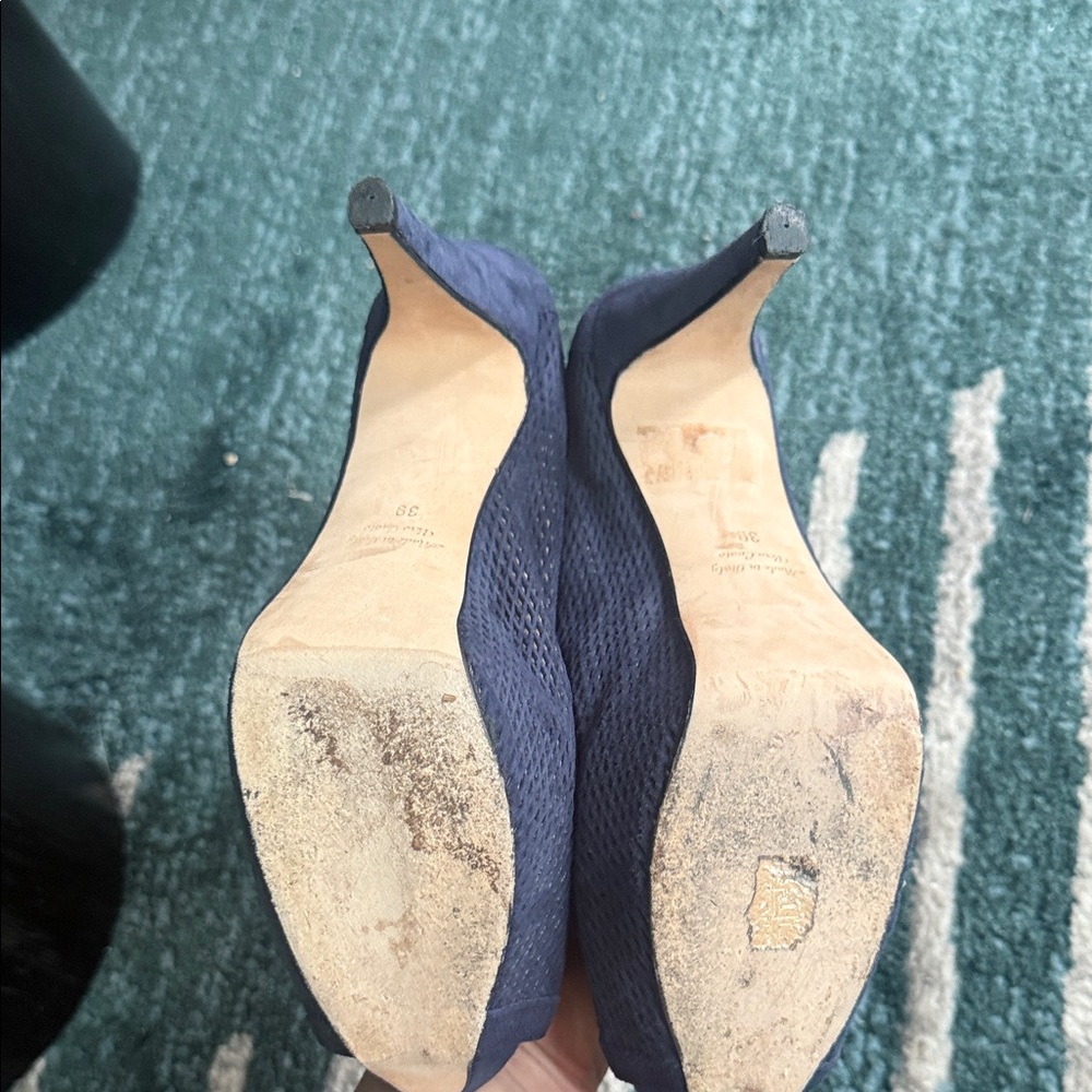 Navy Mary Jane Peep-Toe Heels for Women - Picture 5 of 10